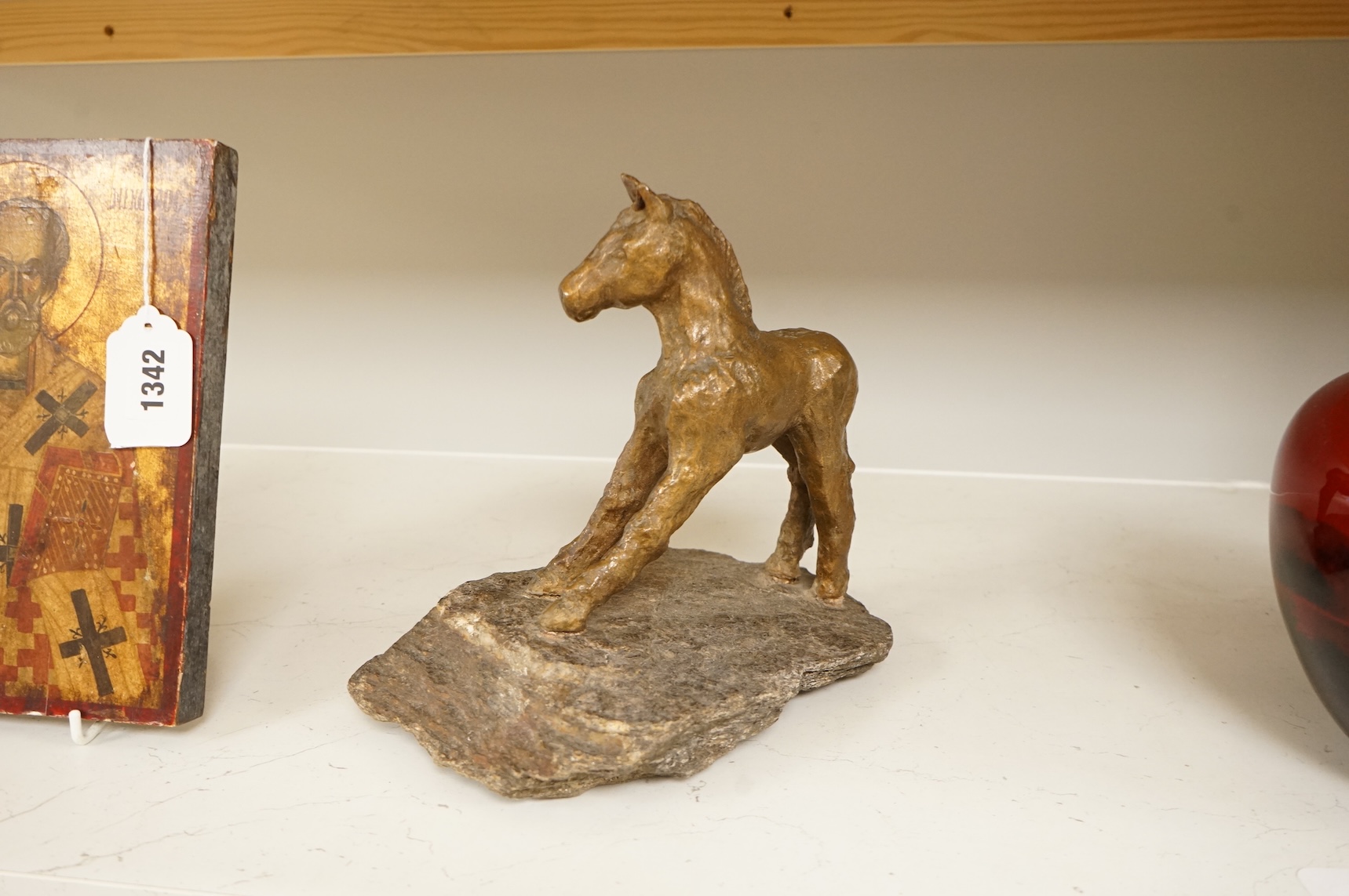 A Contemporary bronze study of a foal, 23cm high